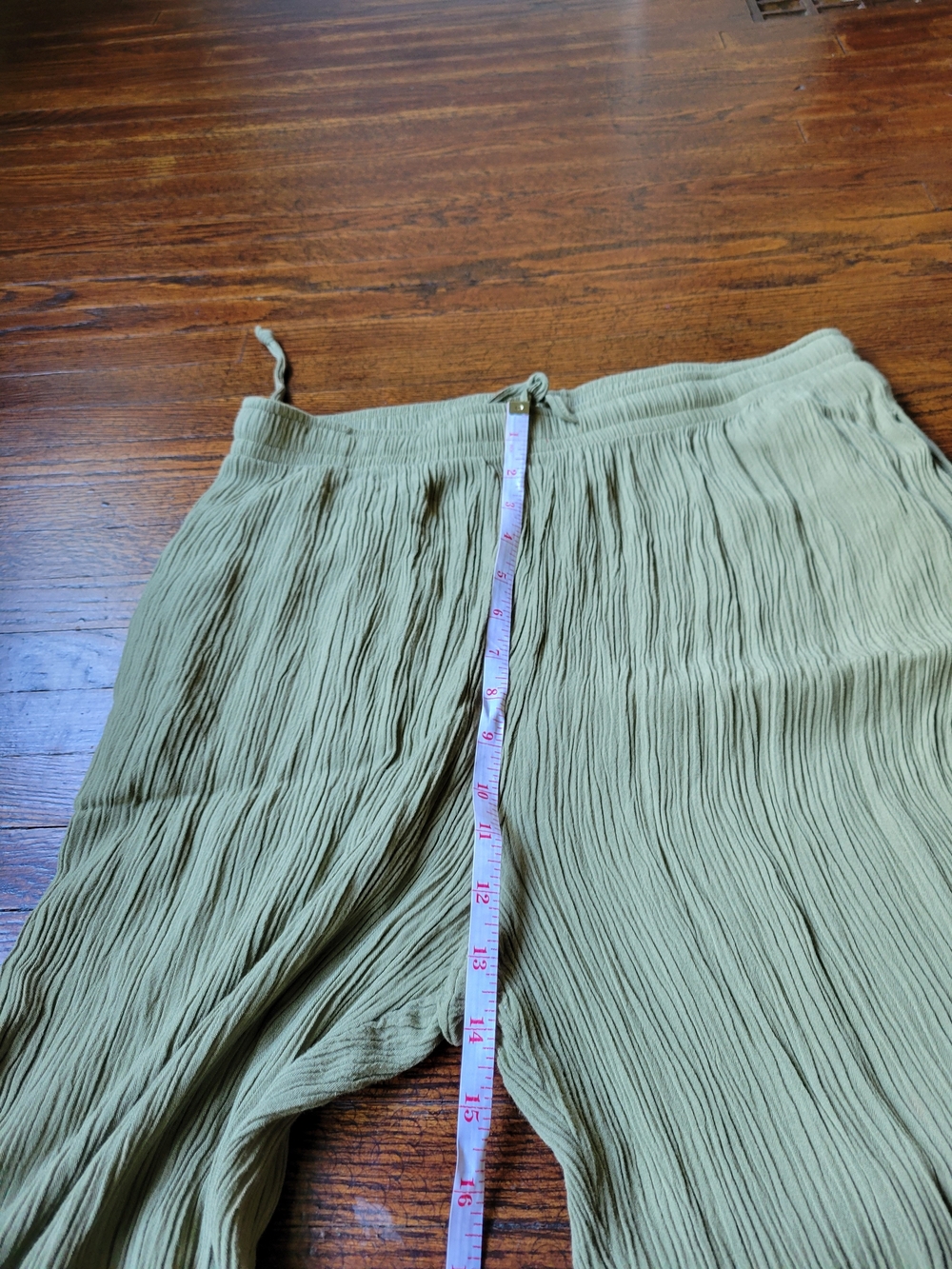 Sag Harbor Women’s Crinkle Straight Leg Pants, Elastic Waist Lime Sz M Boho - Picture 16 of 17